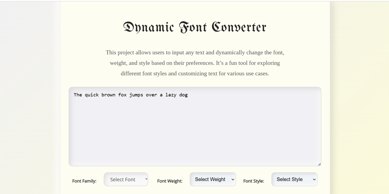 Dynamic Font Converter
